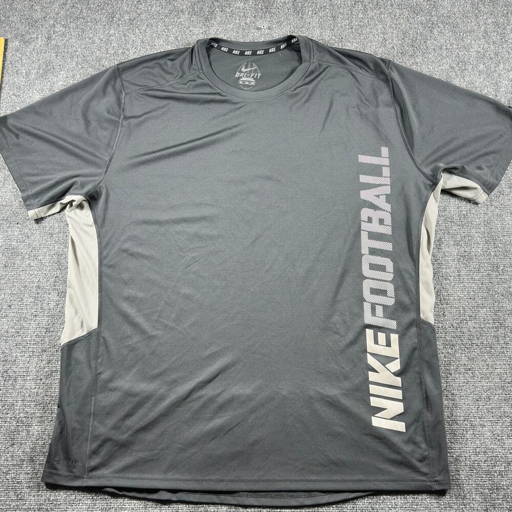 Nike Football Dri-FIT Men's XXL Gray Mesh Training Shirt Graphic 2XL